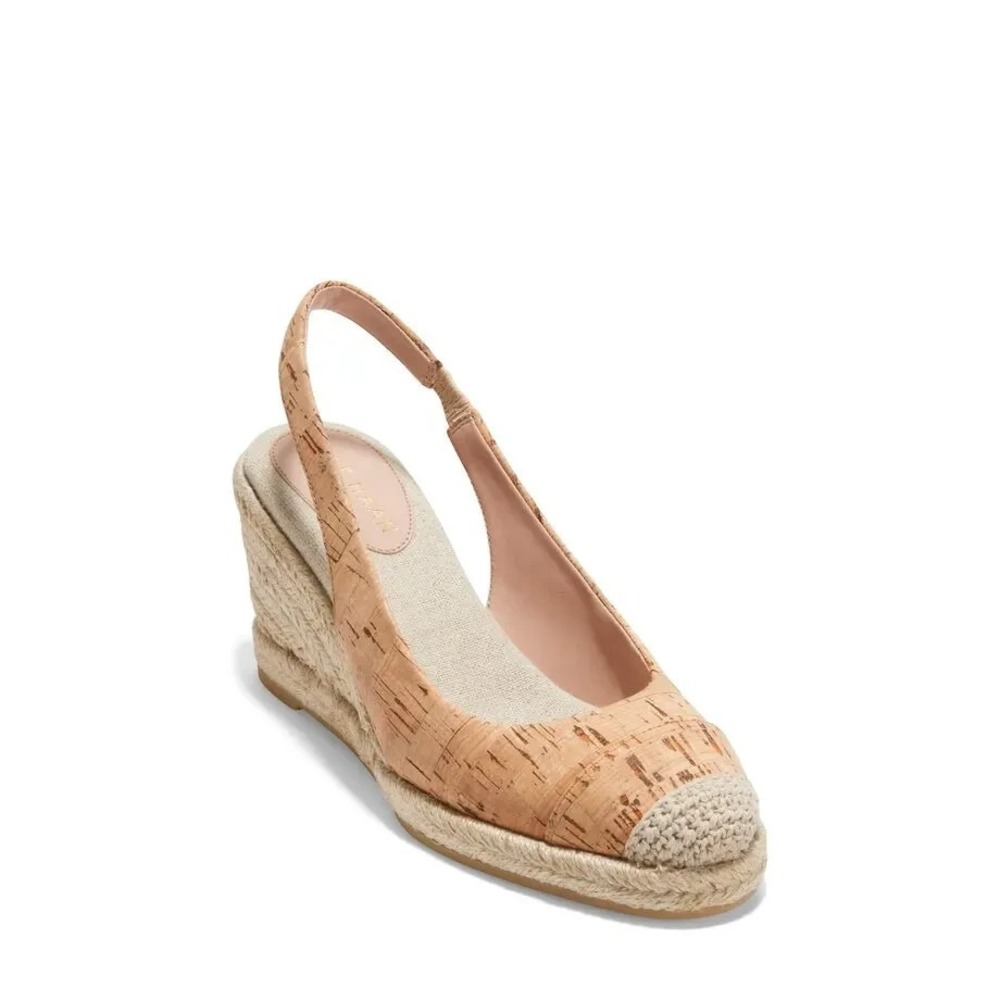 Cole Haan® (Women's 7) Cloudfeel™ Espadrille Slingback Wedge, Cork/Natural Linen